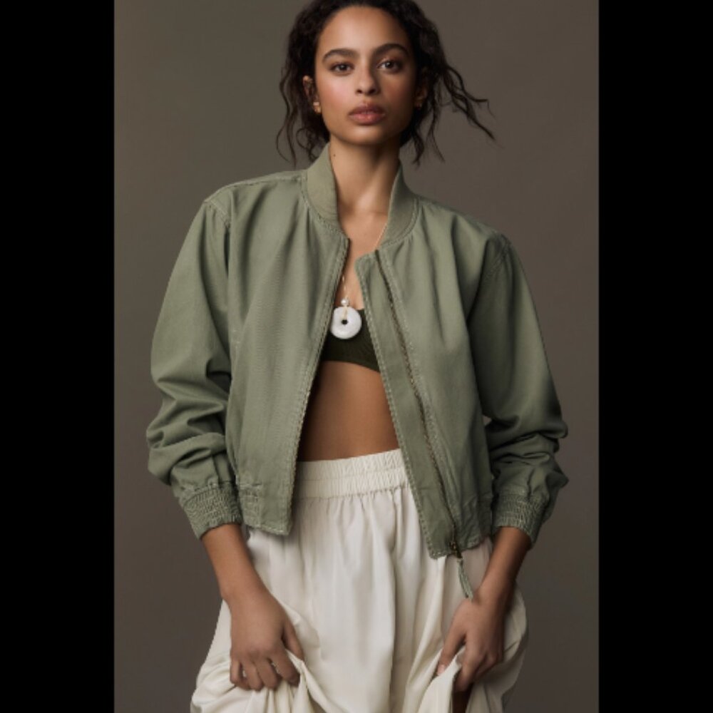 Brand New Pilcro Canvas Cropped Bomber Jacket